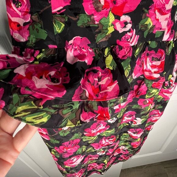 Vintage Silk Form Fitting Dress Floral Size 4 - Picture 5 of 14